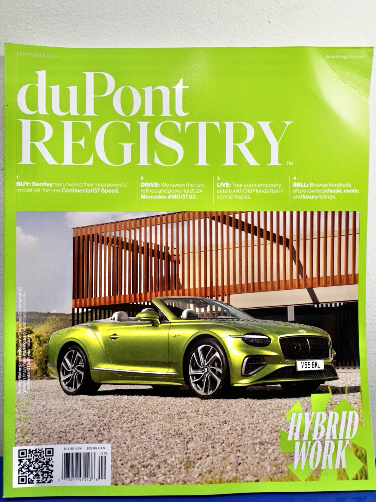 DuPont Registry Magazine HYBRID Bentley Motors September 2024 * Corner Crease*