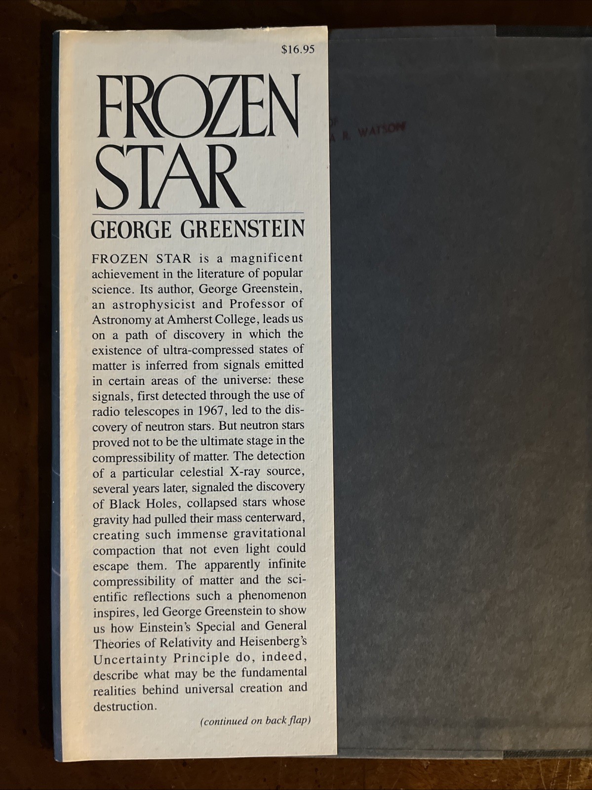 Of Pulsars, Black Holes & The Fates Of Stars by George Greenstein (1983, HC, 1st