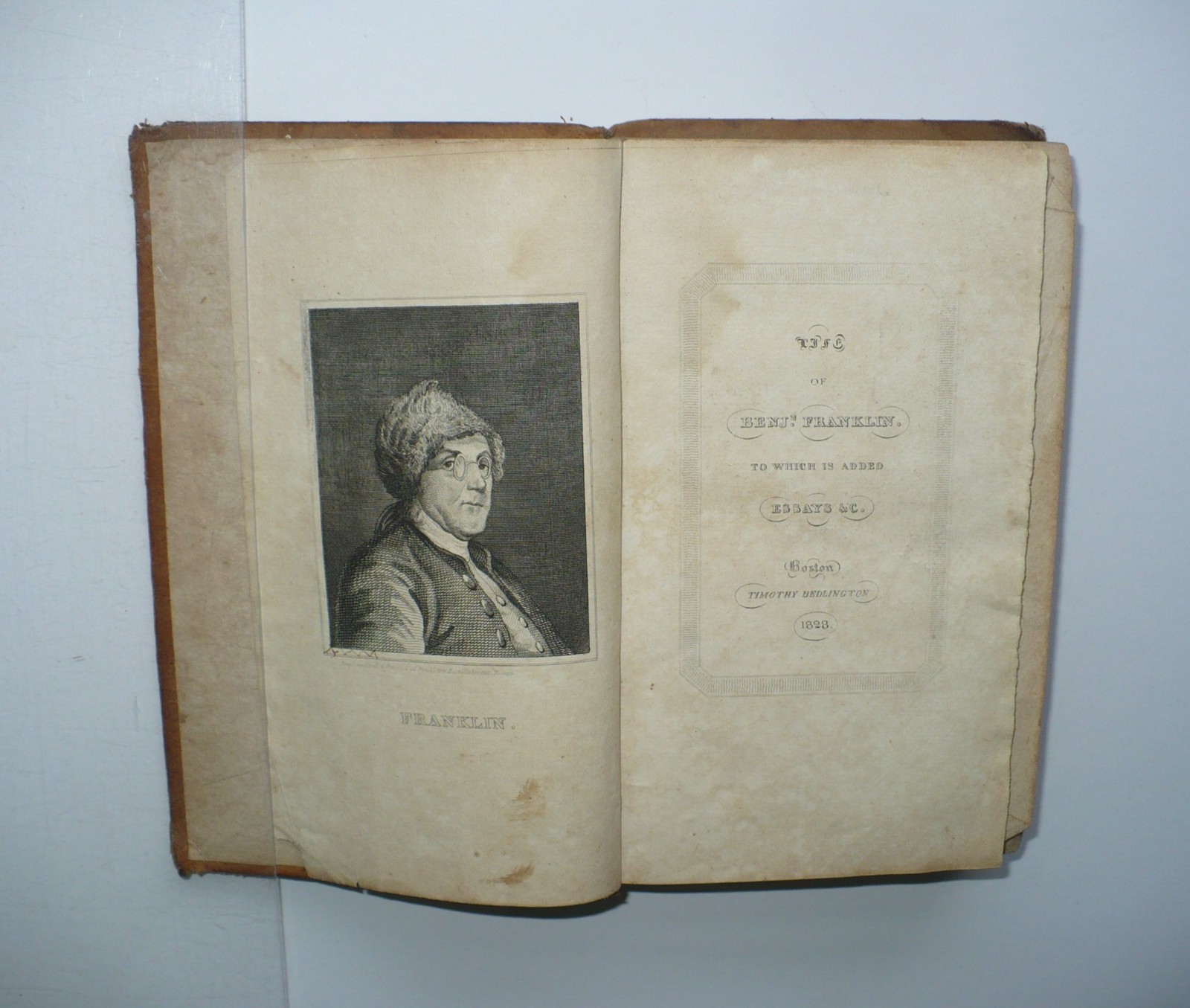 1825 WORKS BENJAMIN FRANKLIN BOOK BEDLINGTON BOSTON IMPRINT