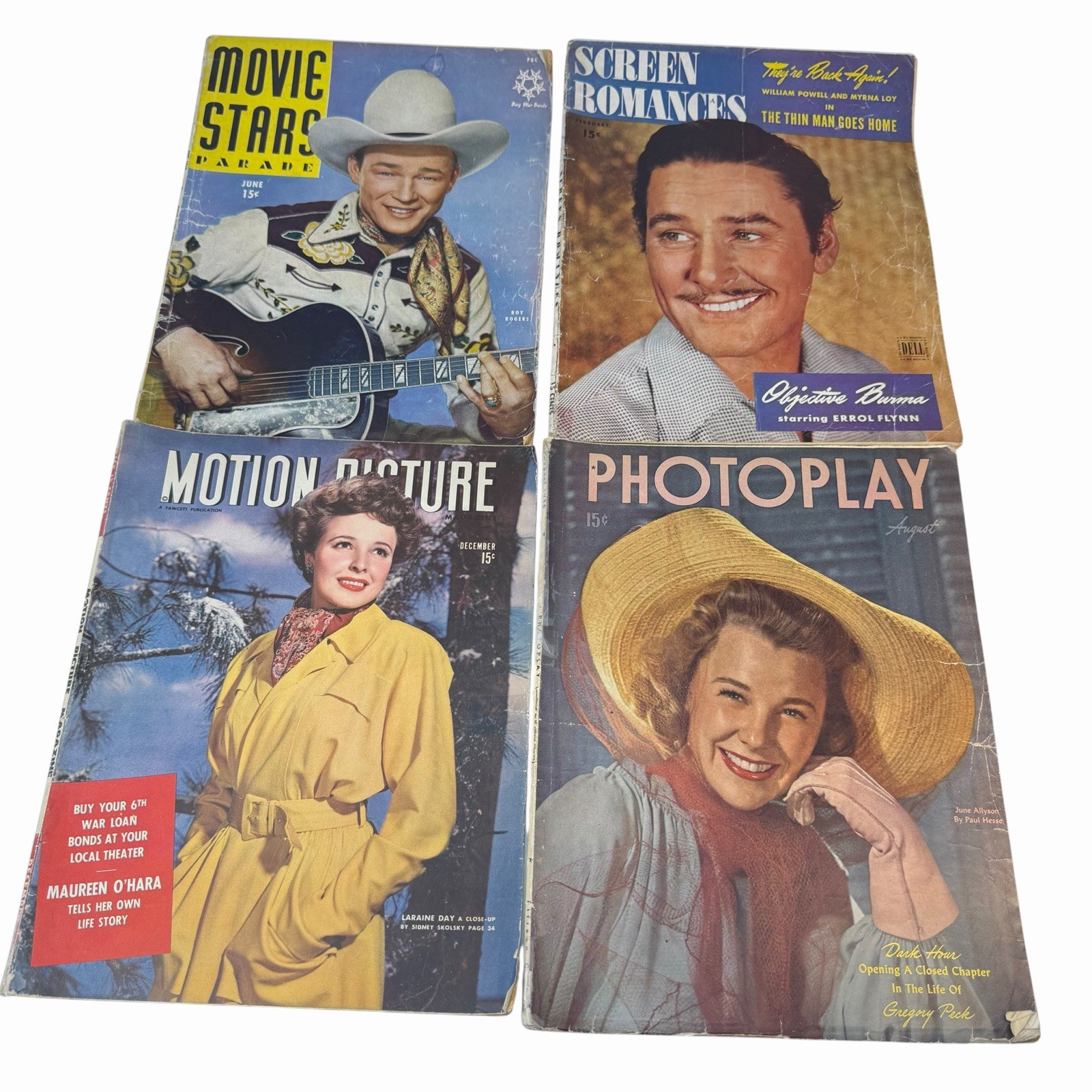 Vintage Hollywood Celebrity Gossip and Film Star Magazines LOW GRADE LOT of 4
