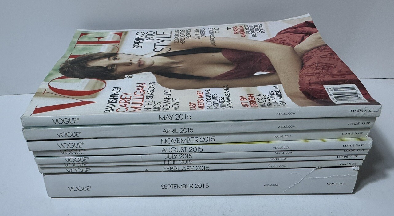 2015 Vogue Fashion Magazine Lot February April May June july August Sept Nov