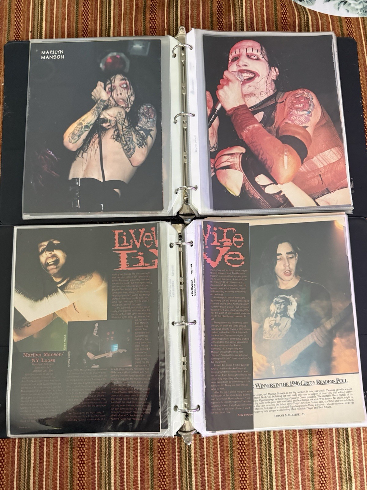 Marilyn Manson Lot Of 2 Binders Full Of 95-97 Magazine Articles 125 Pages