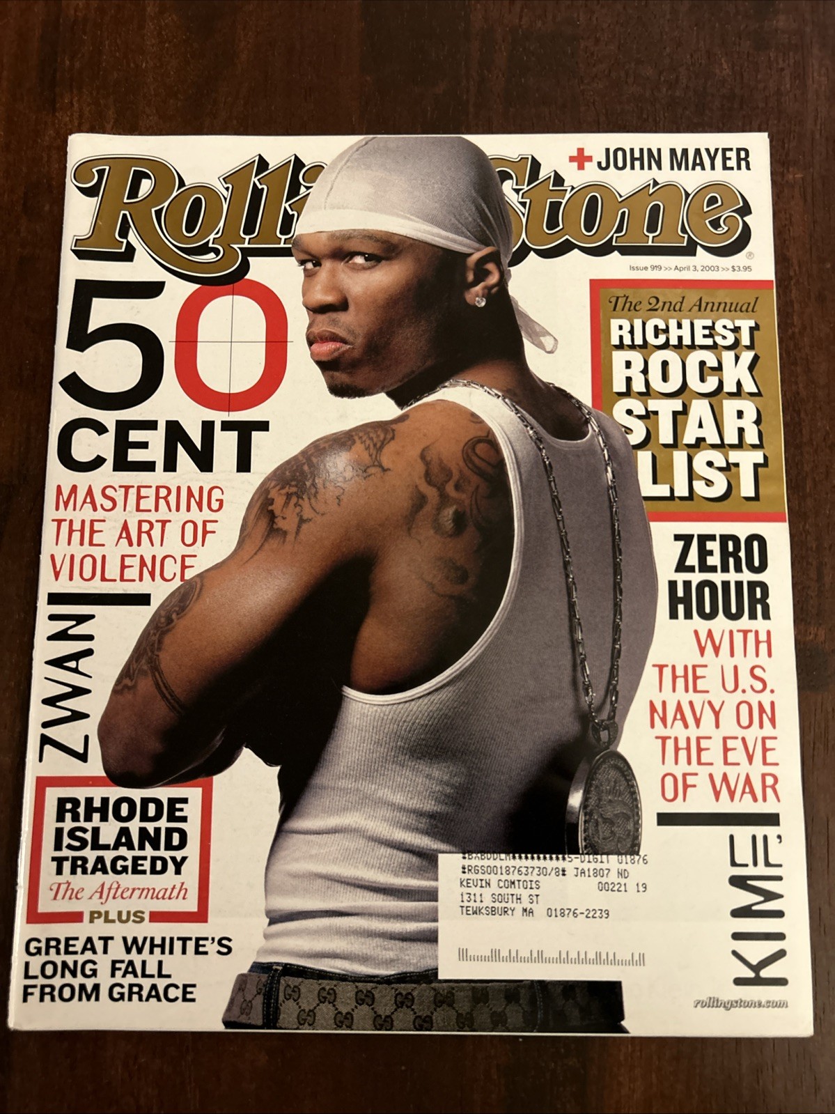 Rolling Stone Magazine 50 Cent Mastering Art Of Violence April 3 2003!