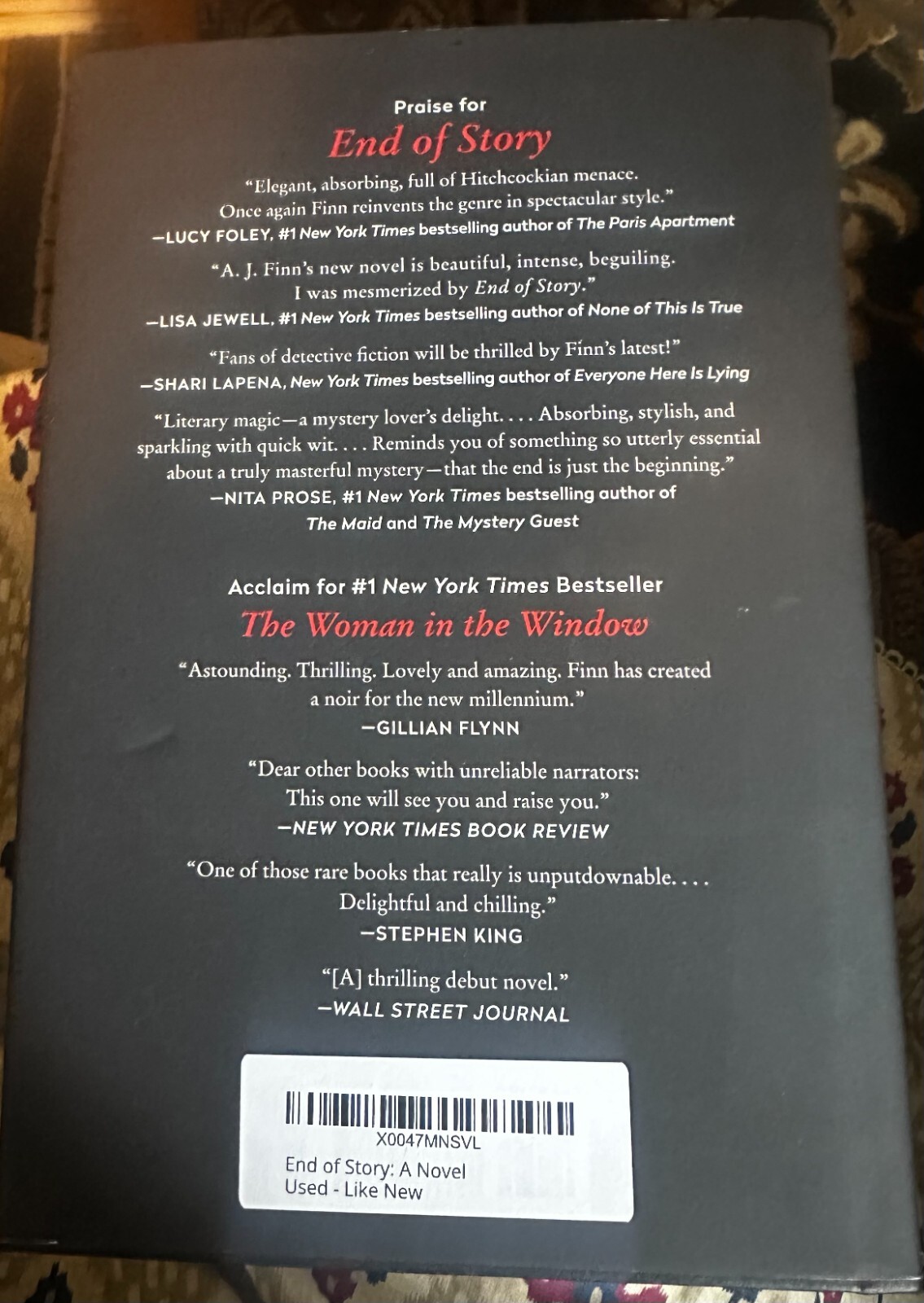 End Of Story by A. J. Finn SIGNED, 1st Edition (2024, Hardcover)