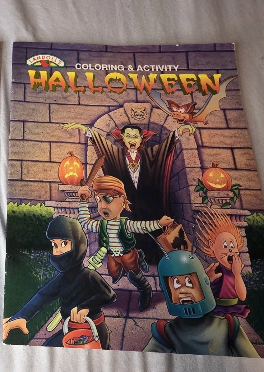 Vintage 1996 Landoll Halloween Coloring Book UNUSED & Mask On Back Activity Kids