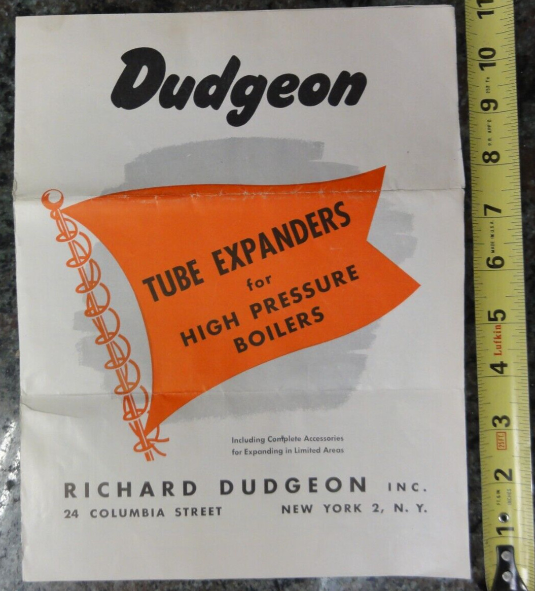 Vintage Dudgeon Tube Expanders High Pressure Boilers Brochure
