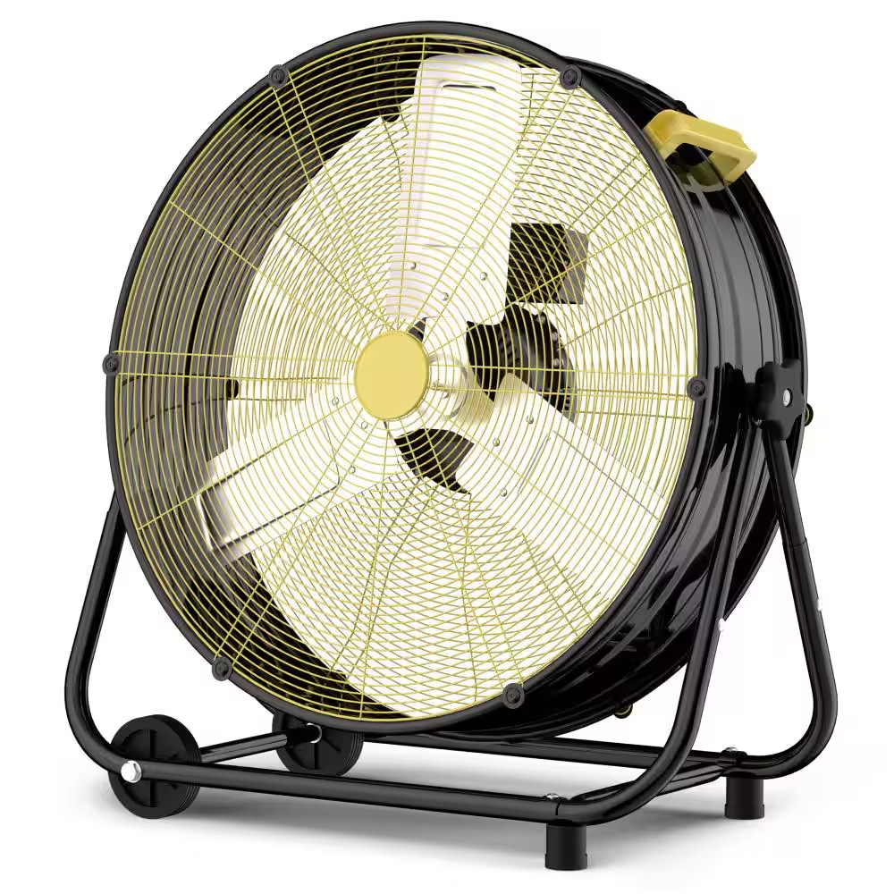 36 in. Industrial Drum Fan, 13600 CFM High Velocity Warehouse Fan, 3-Speed, Blac
