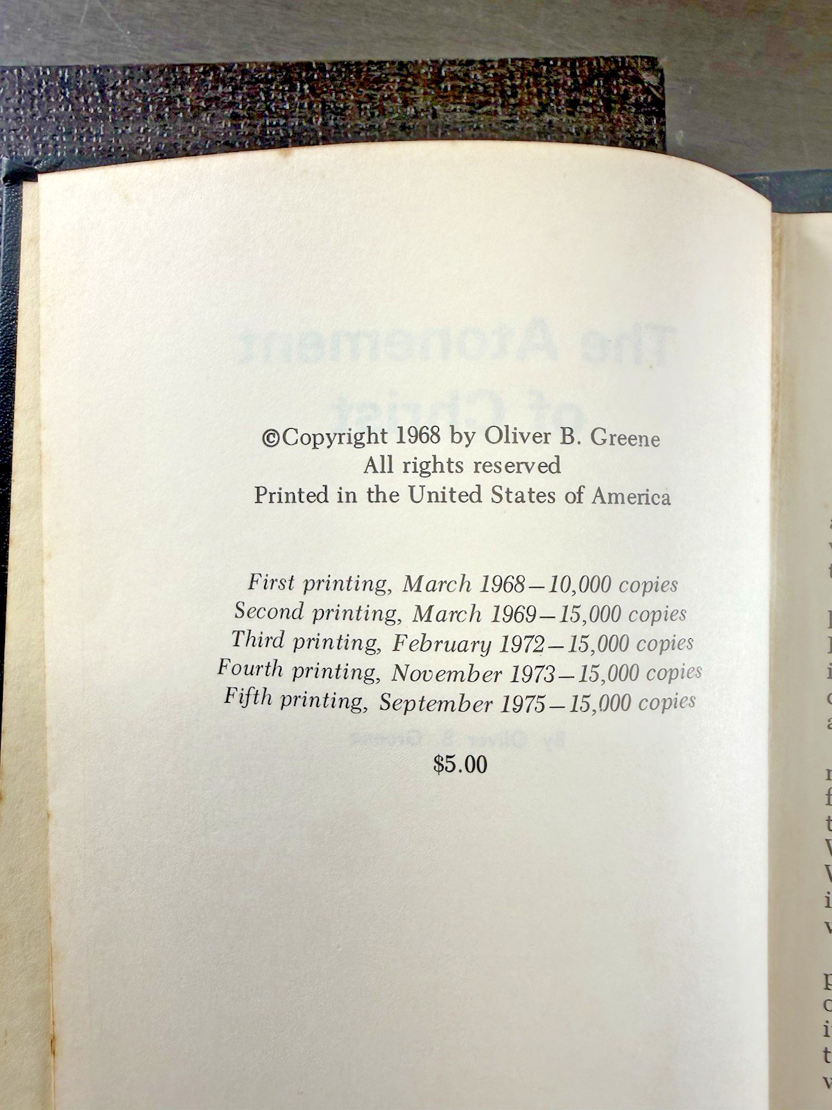 This lot includes 4 hardcover Oliver B. Greene theological works published by