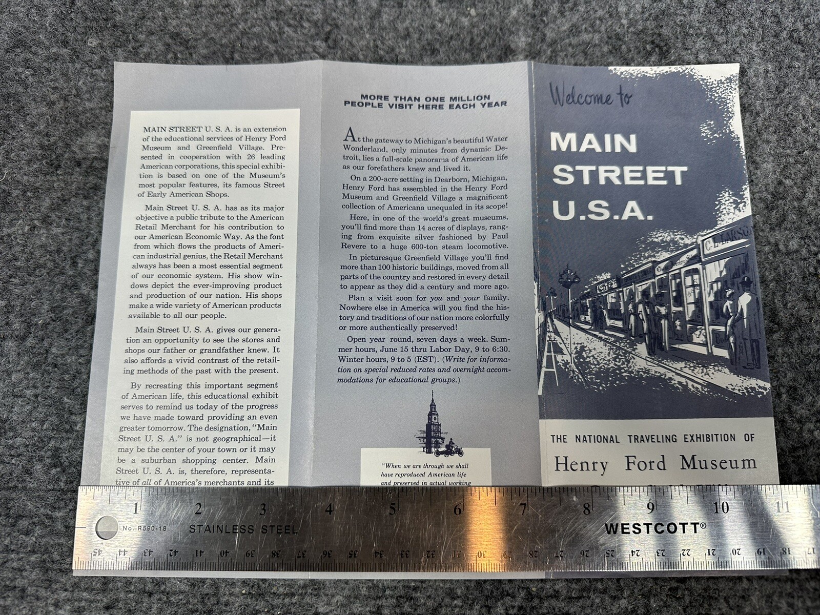 Vintage Tri-Fold Pamphlet Brochure Henry Ford Museum & Greenfield Village